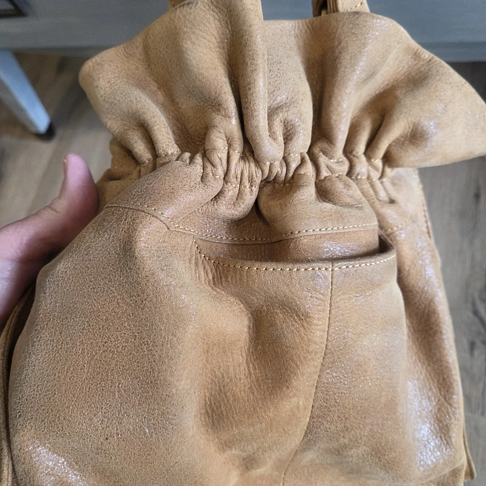 Hobo International Vtg Leather  Drawstring Bucket Slouchy Hobo Bag 12